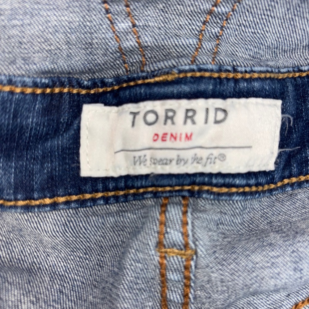 Torrid Denim Womens Blue Distressed Bib Overalls Medium Wash Plus Size - Picture 2 of 10